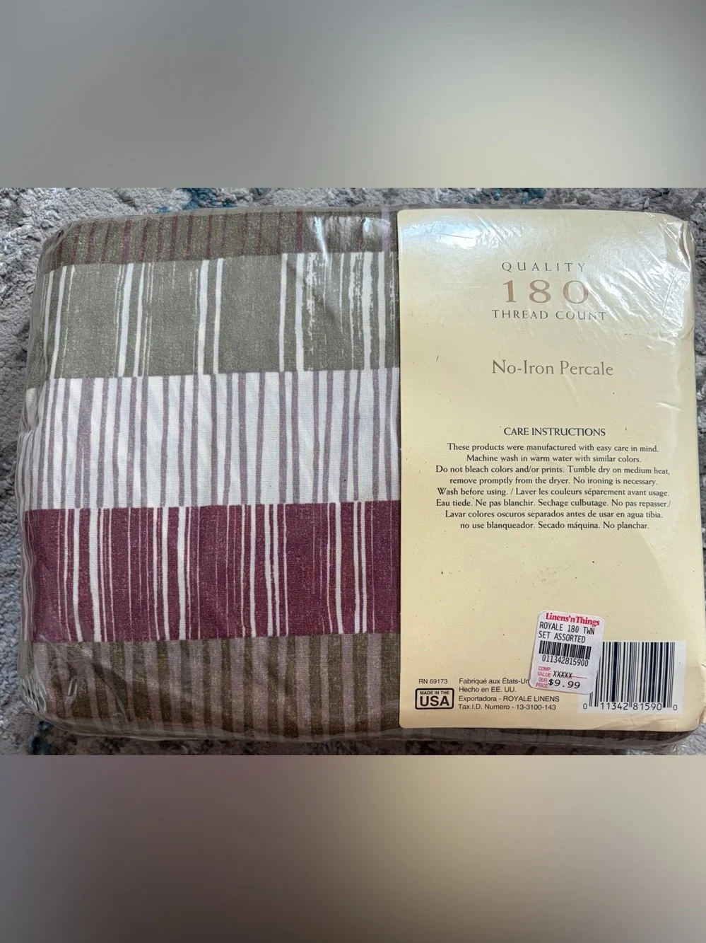 Gold Collection Twin Bed Sheet Set in Brown and White Stripe